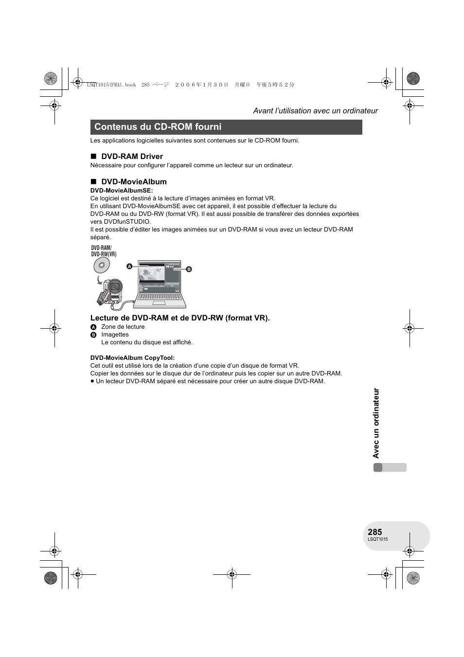 Contenus du cd-rom fourni | Panasonic VDRD250EG User Manual | Page 285 / 336