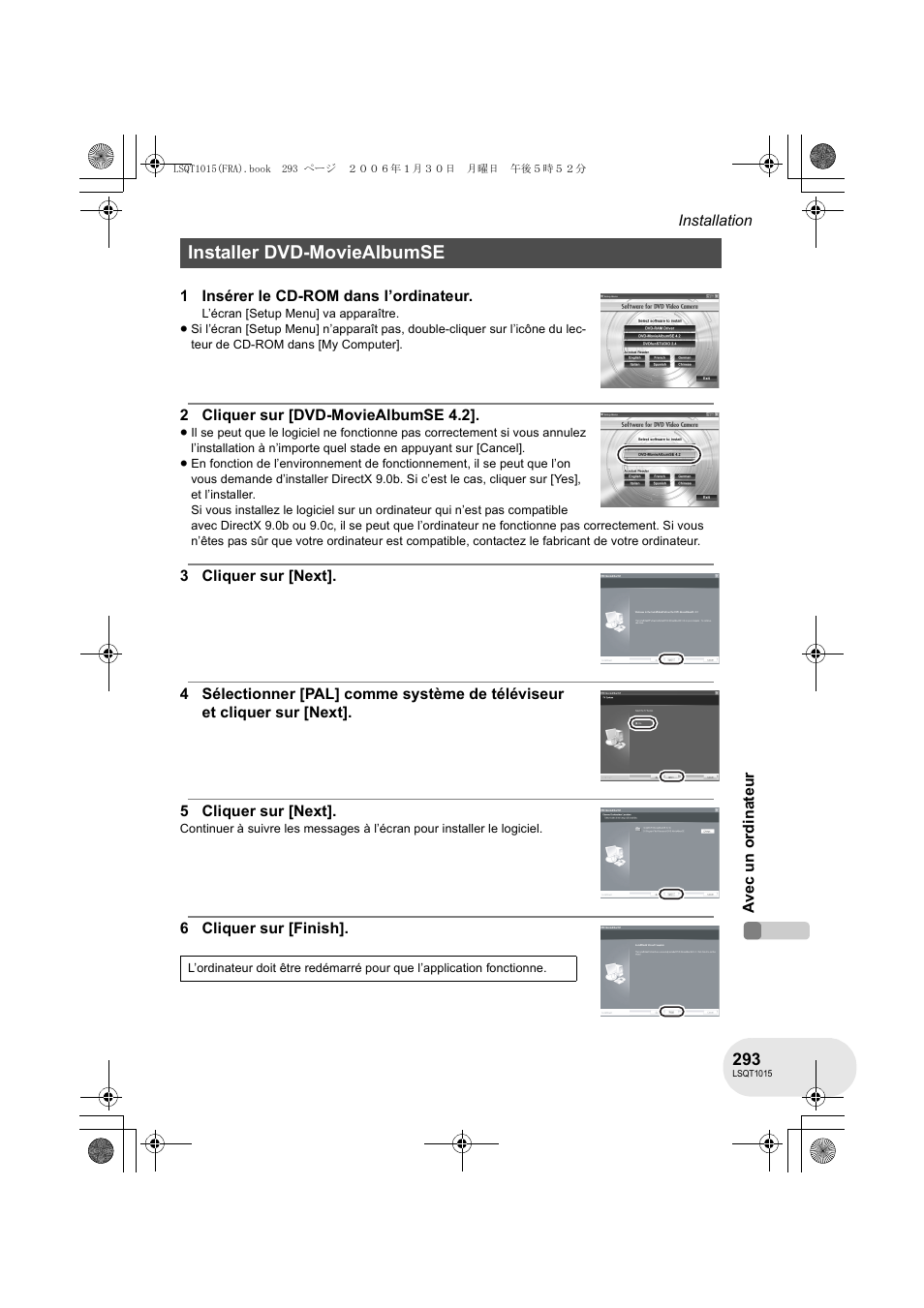 Installer dvd-moviealbumse | Panasonic VDRD250EG User Manual | Page 293 / 336