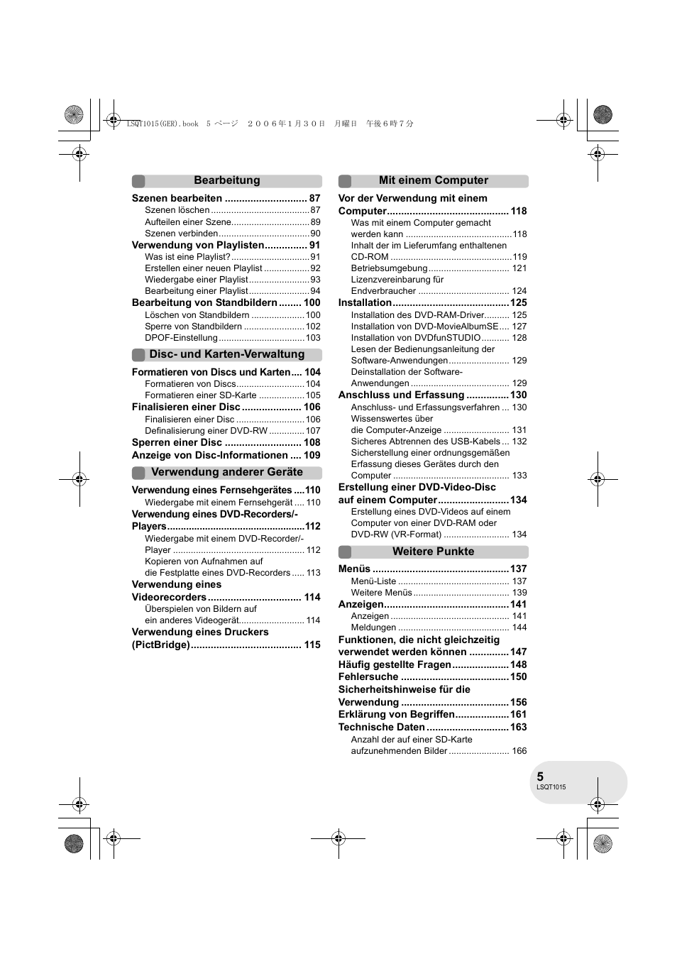 Panasonic VDRD250EG User Manual | Page 5 / 336