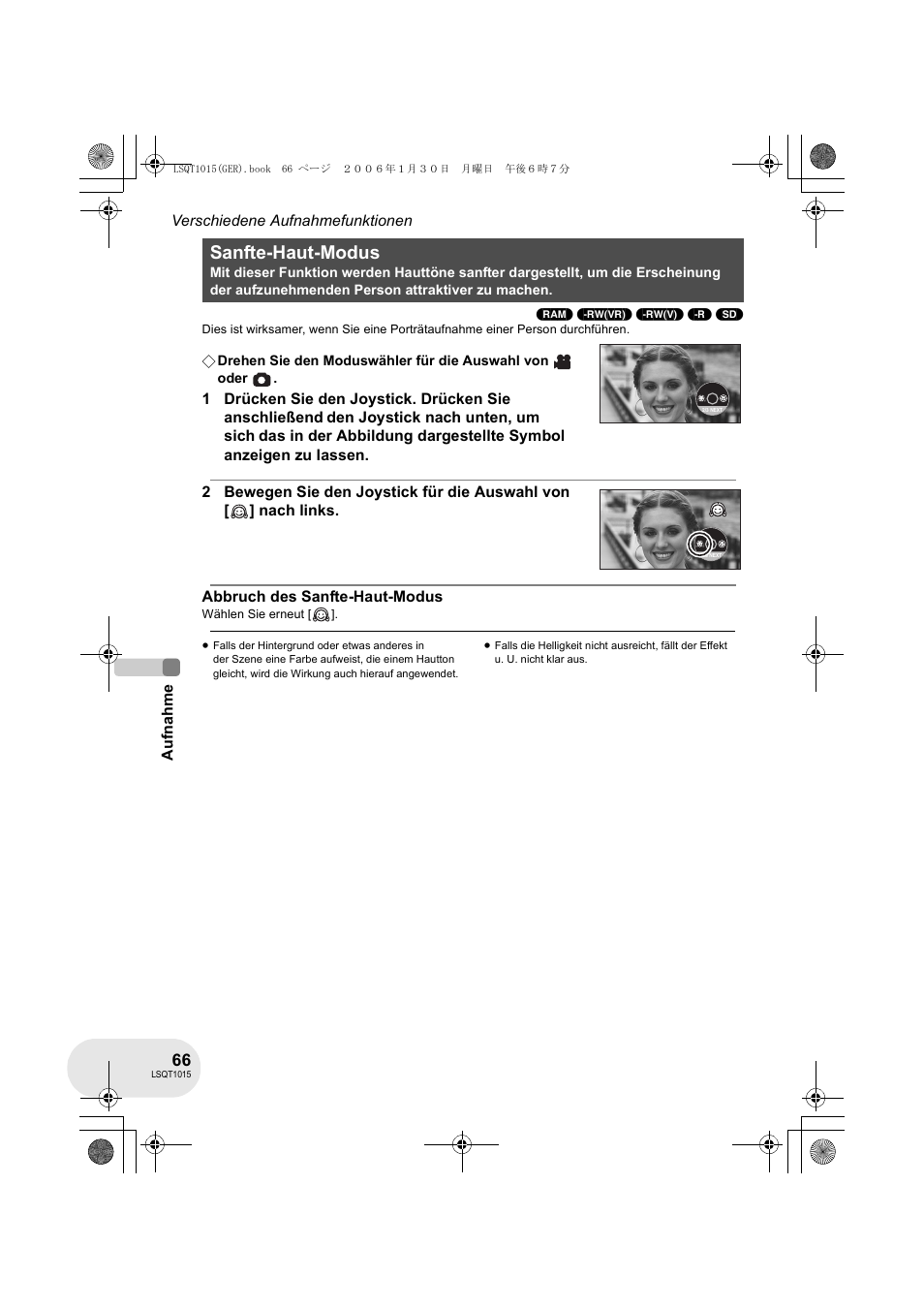 Sanfte-haut-modus | Panasonic VDRD250EG User Manual | Page 66 / 336