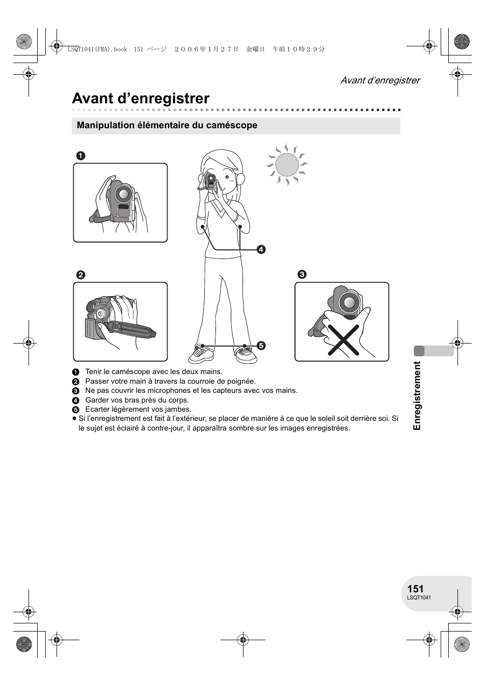Avant d’enregistrer | Panasonic VDRD152EG User Manual | Page 151 / 232
