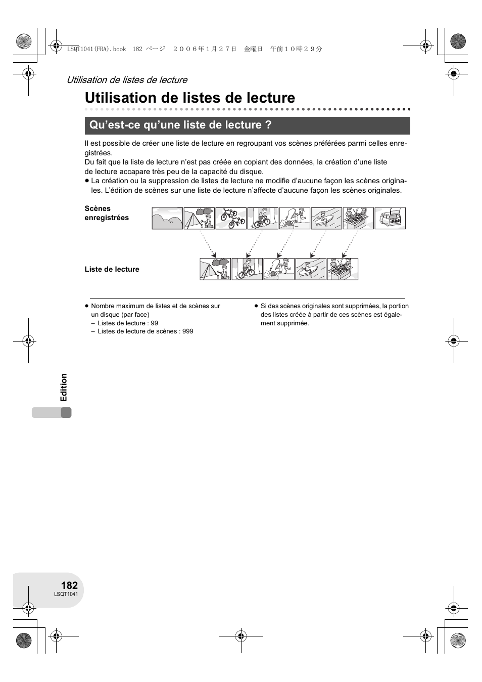 Utilisation de listes de lecture, Qu’est-ce qu’une liste de lecture | Panasonic VDRD152EG User Manual | Page 182 / 232