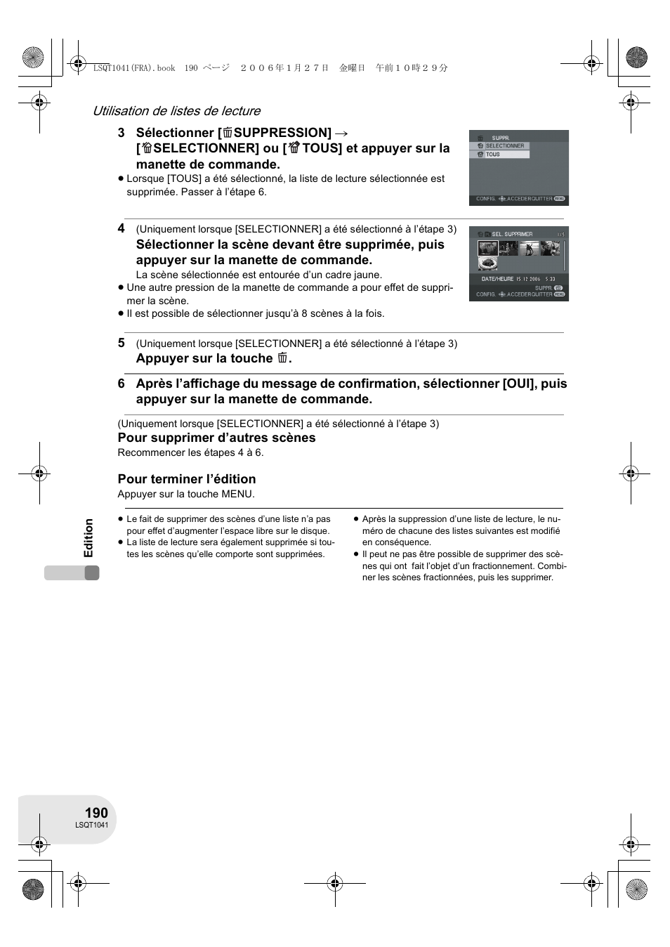 Utilisation de listes de lecture | Panasonic VDRD152EG User Manual | Page 190 / 232