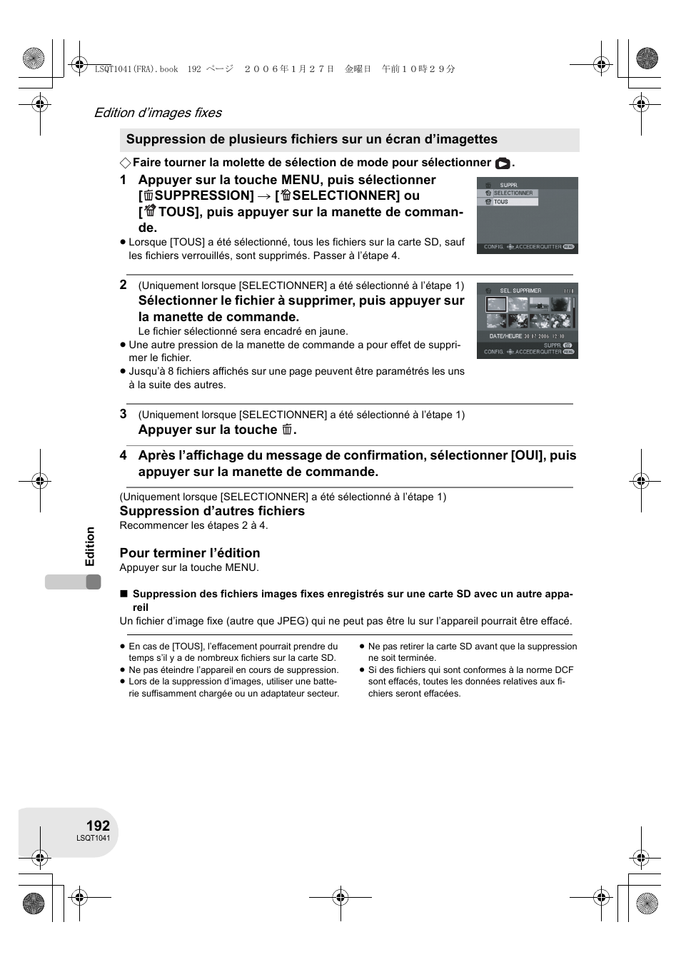 Edition d’images fixes | Panasonic VDRD152EG User Manual | Page 192 / 232