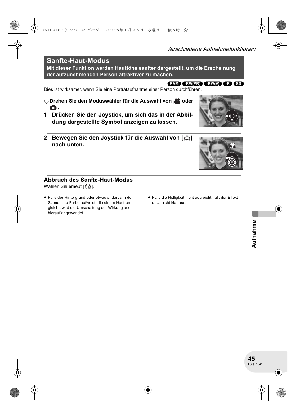 Sanfte-haut-modus | Panasonic VDRD152EG User Manual | Page 45 / 232