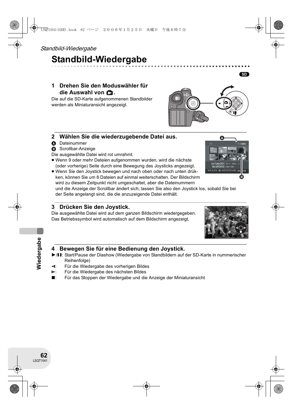 Standbild-wiedergabe | Panasonic VDRD152EG User Manual | Page 62 / 232