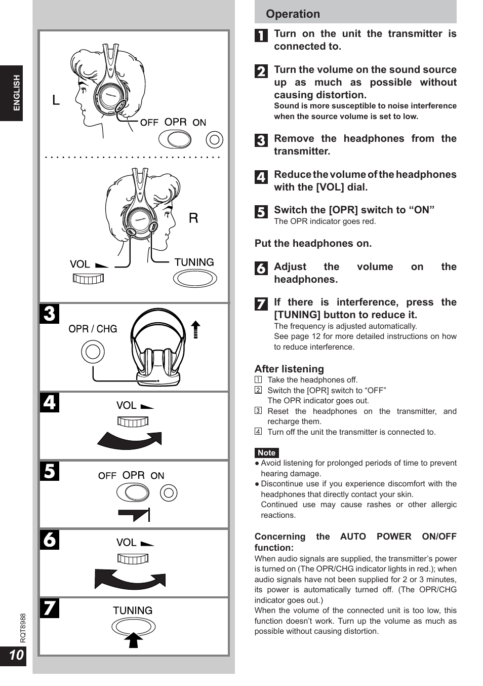 Operation | Panasonic RPWF940 User Manual | Page 10 / 80