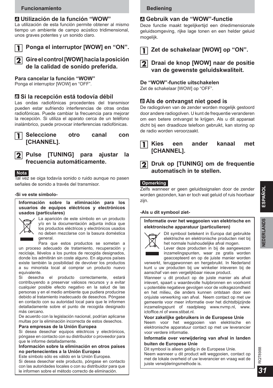 Panasonic RPWF940 User Manual | Page 31 / 80