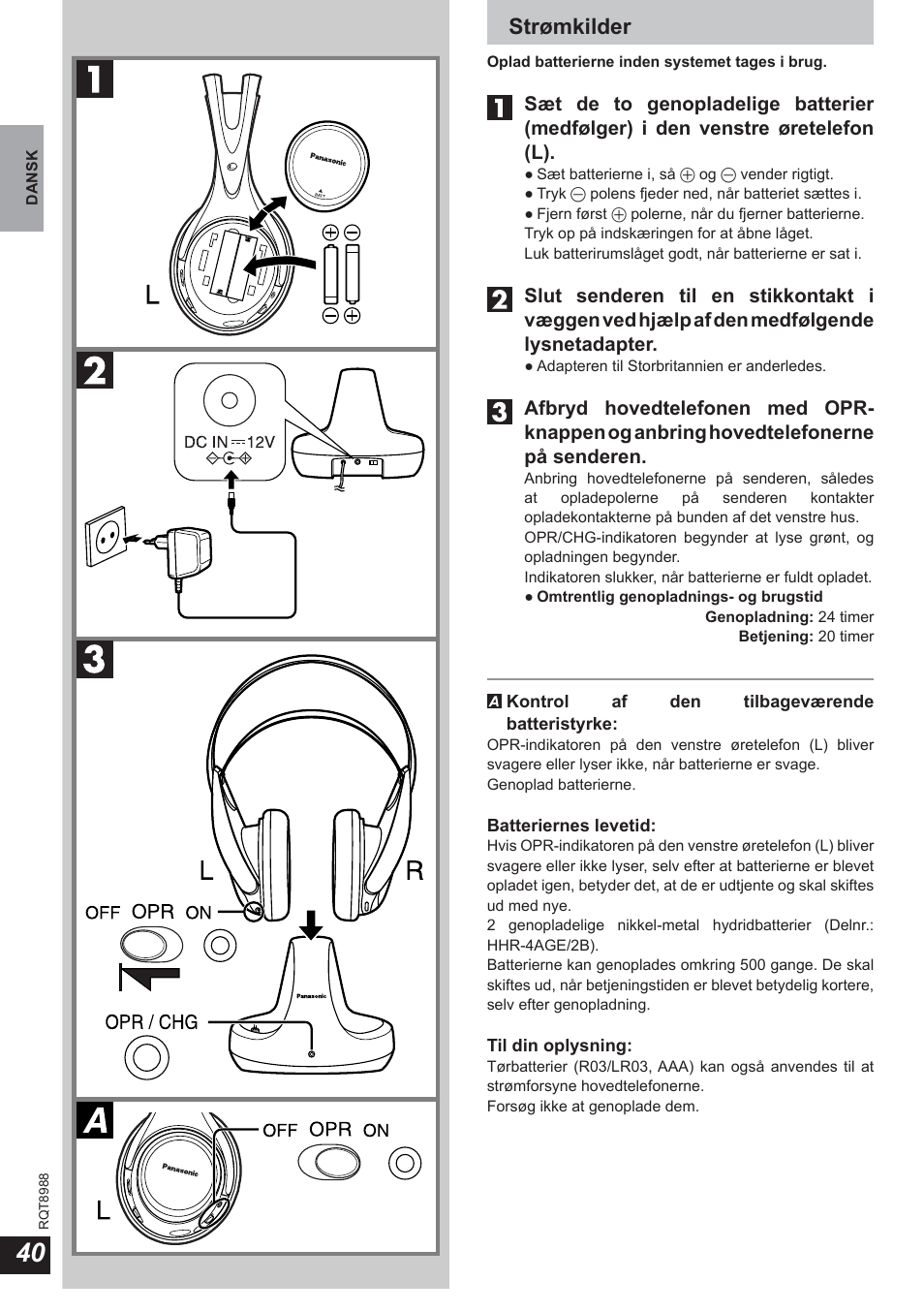 Strømkilder | Panasonic RPWF940 User Manual | Page 40 / 80