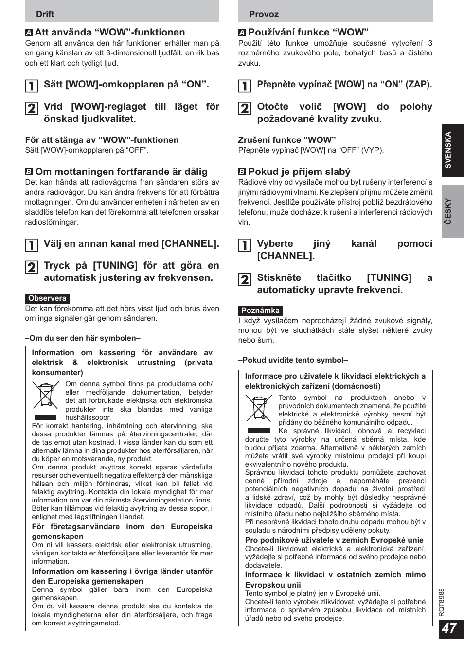 Panasonic RPWF940 User Manual | Page 47 / 80