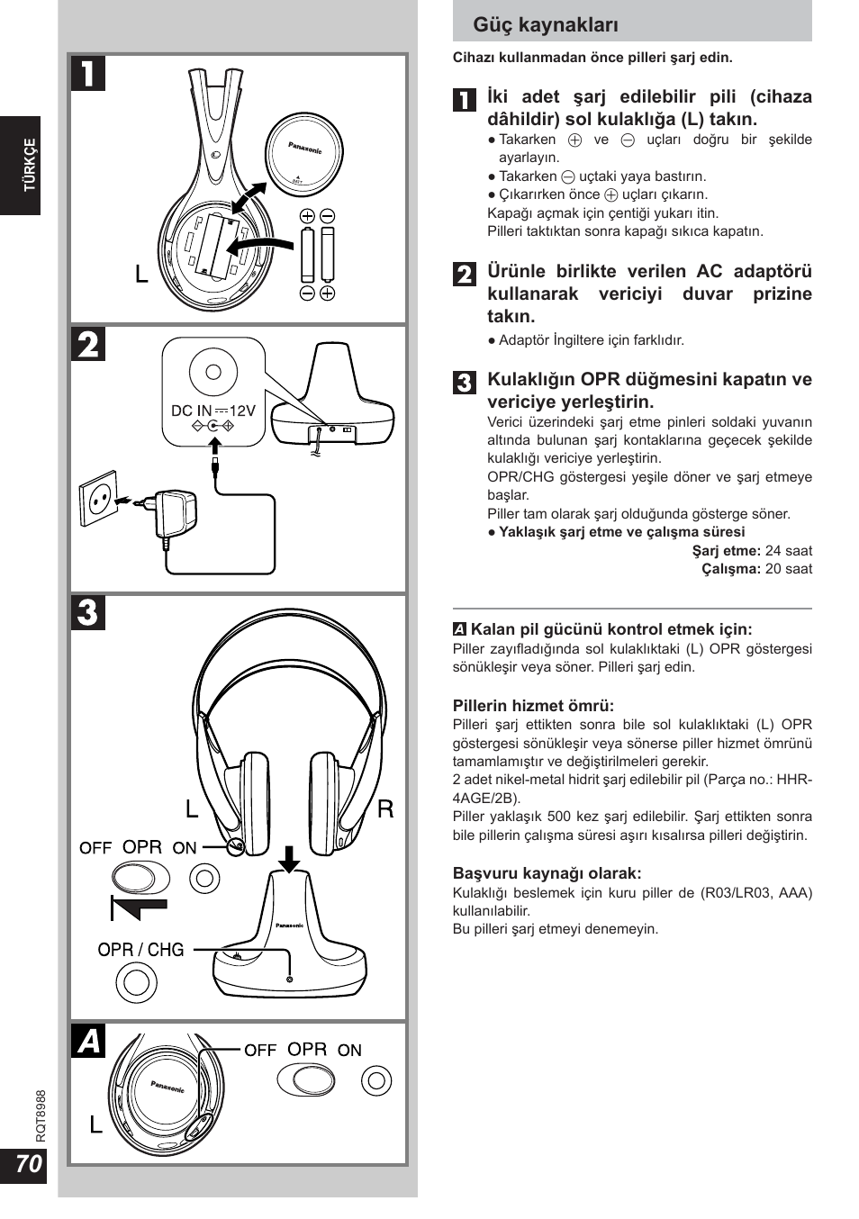 Güç kaynakları | Panasonic RPWF940 User Manual | Page 70 / 80