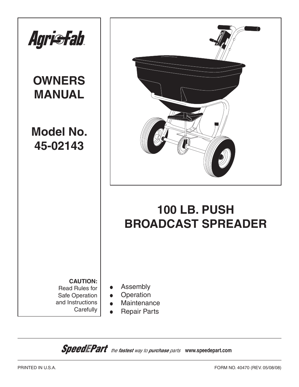 Agri-Fab 45-02143 User Manual | 12 pages