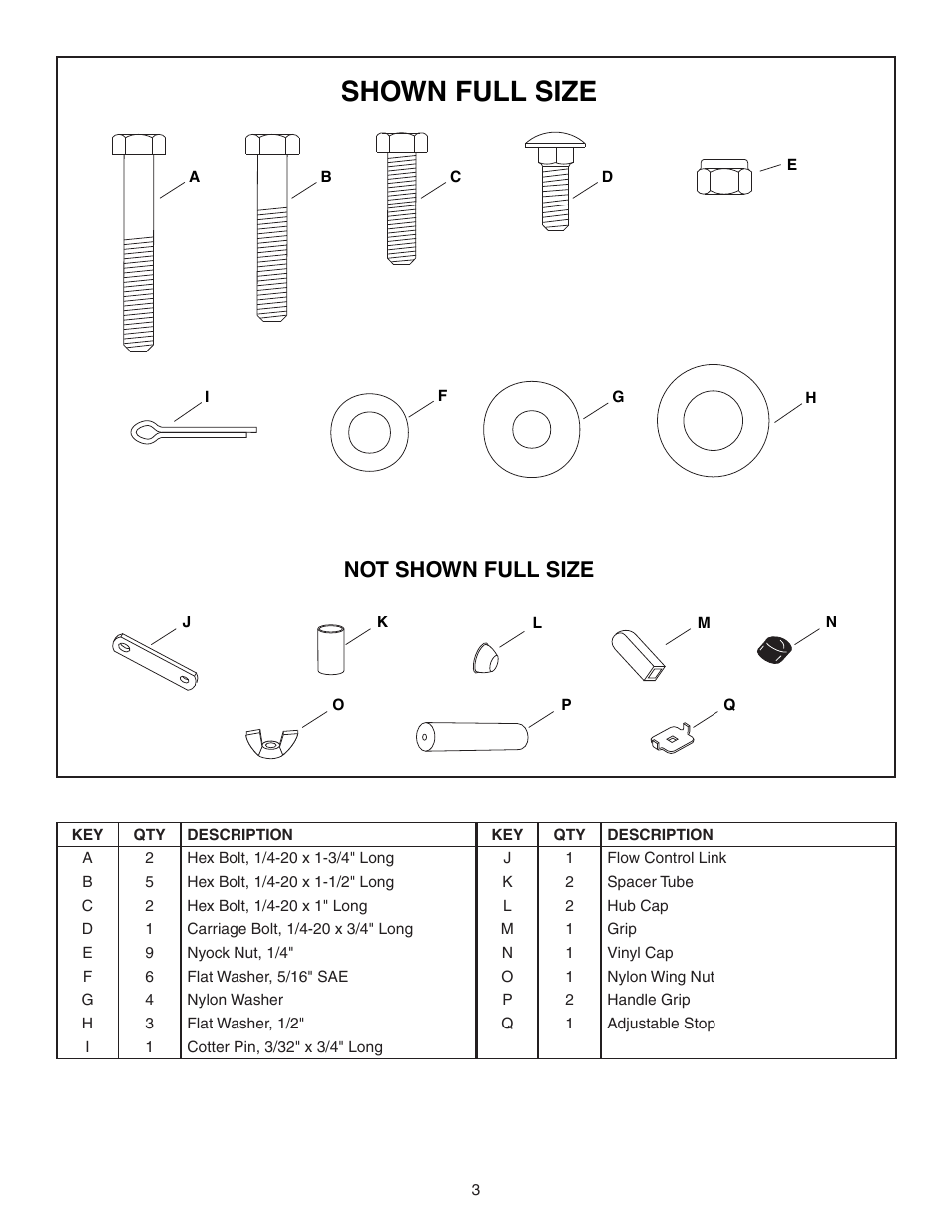 Shown full size, Not shown full size | Agri-Fab 45-02143 User Manual | Page 3 / 12