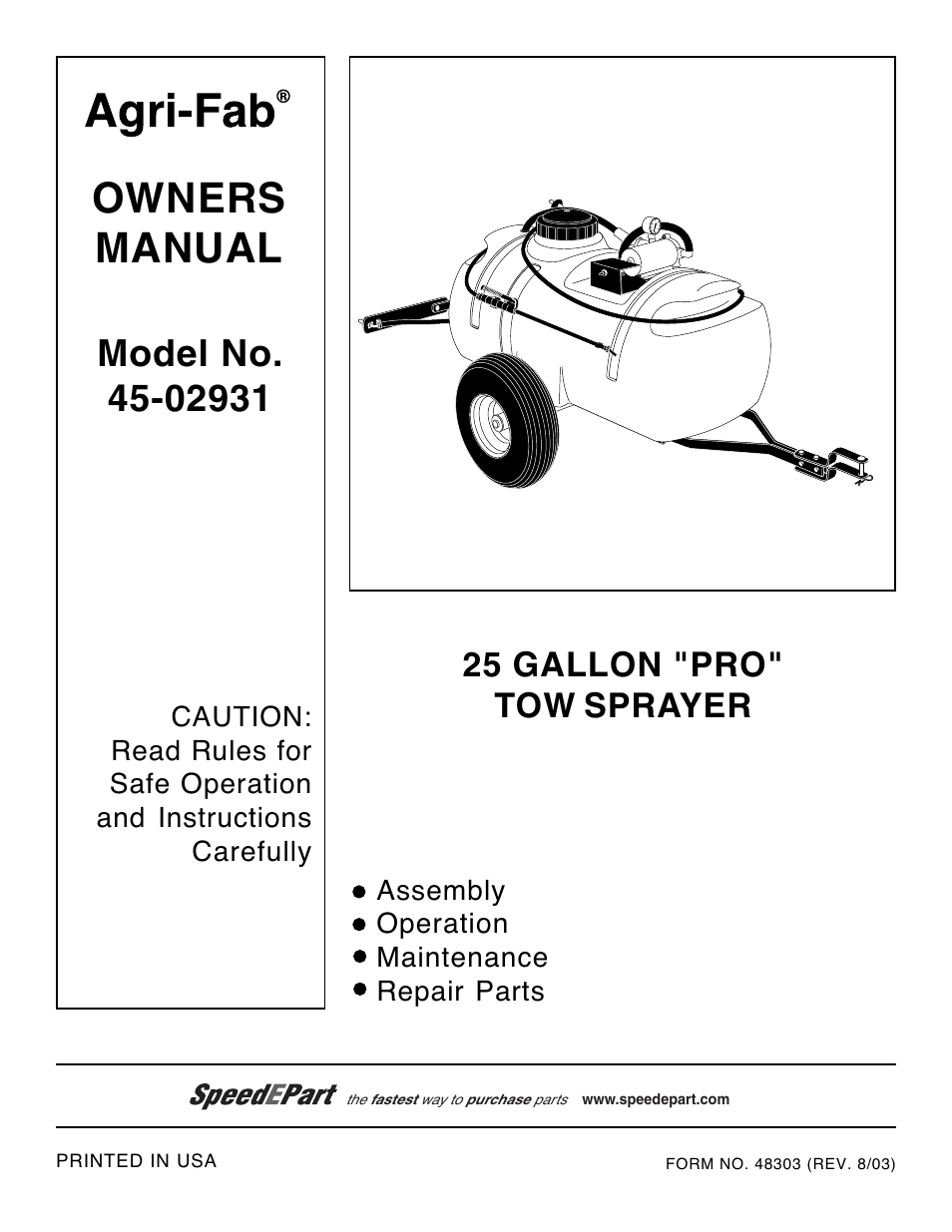 Agri-Fab 45-02931 User Manual | 12 pages