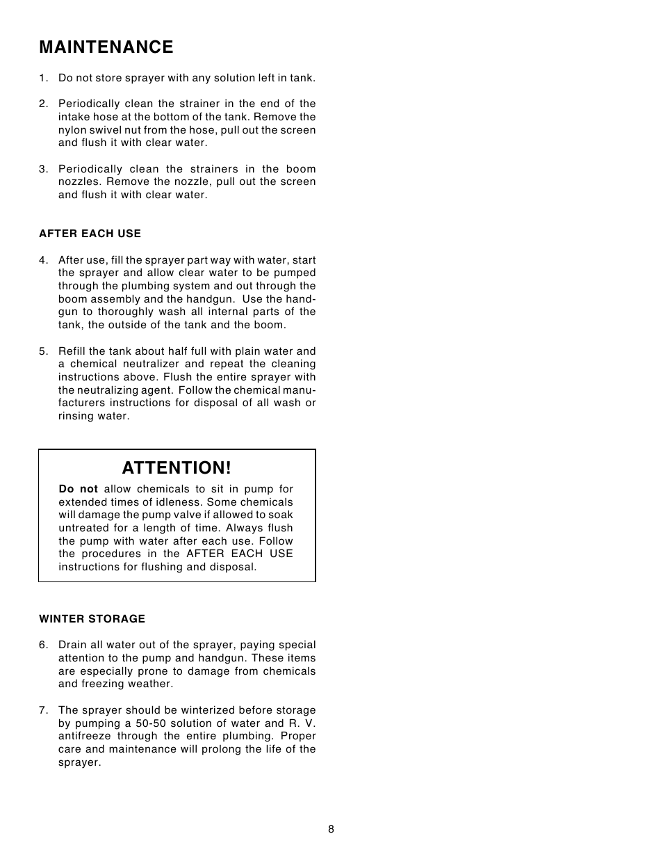 Maintenance, Attention | Agri-Fab 45-02931 User Manual | Page 8 / 12