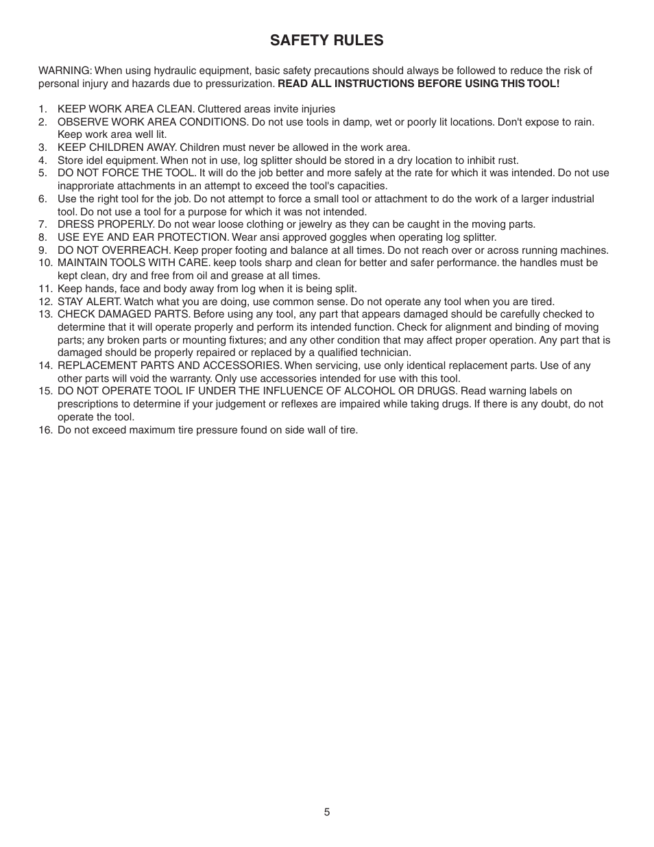 Safety rules | Agri-Fab 25-0126 User Manual | Page 5 / 16