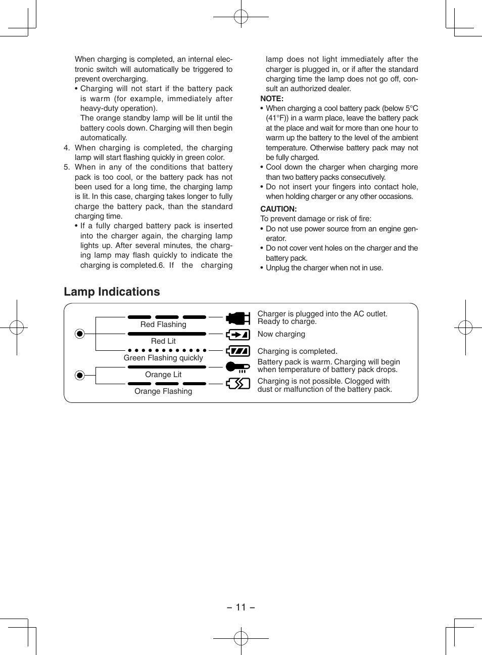 Lamp indications | Panasonic EY3551GQW User Manual | Page 11 / 120