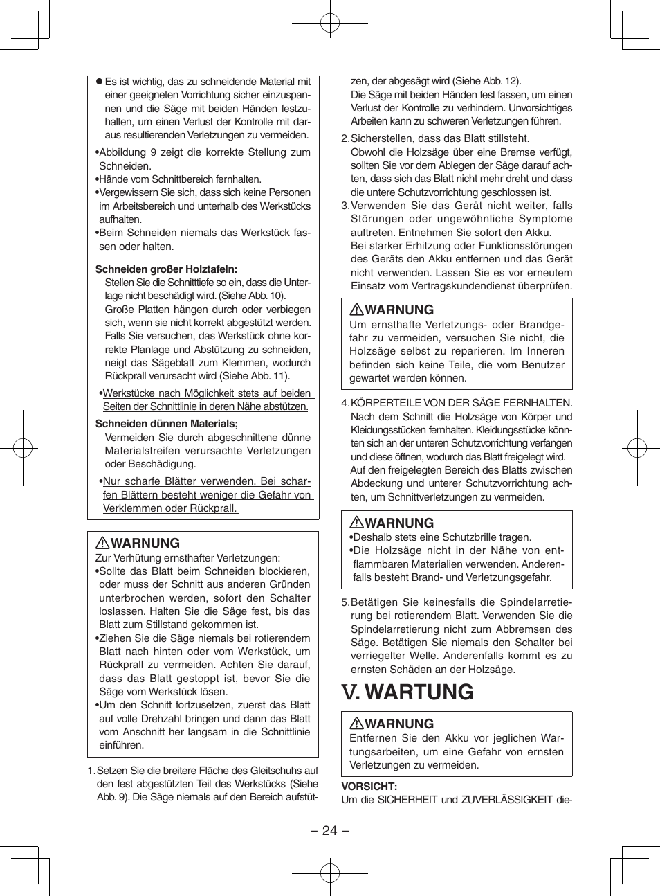 Wartung | Panasonic EY3551GQW User Manual | Page 24 / 120