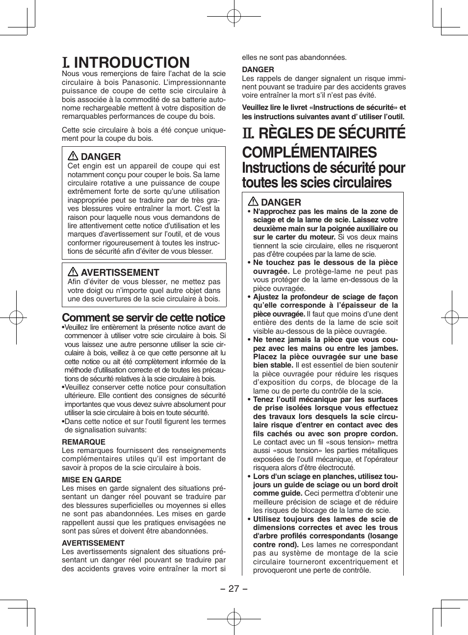 Introduction, Comment se servir de cette notice | Panasonic EY3551GQW User Manual | Page 27 / 120
