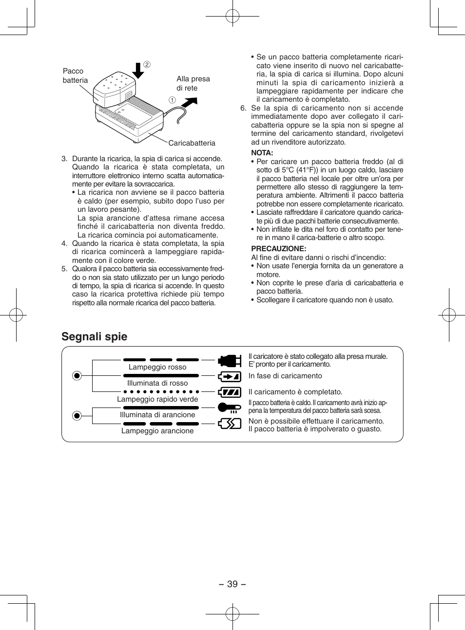 Segnali spie | Panasonic EY3551GQW User Manual | Page 39 / 120