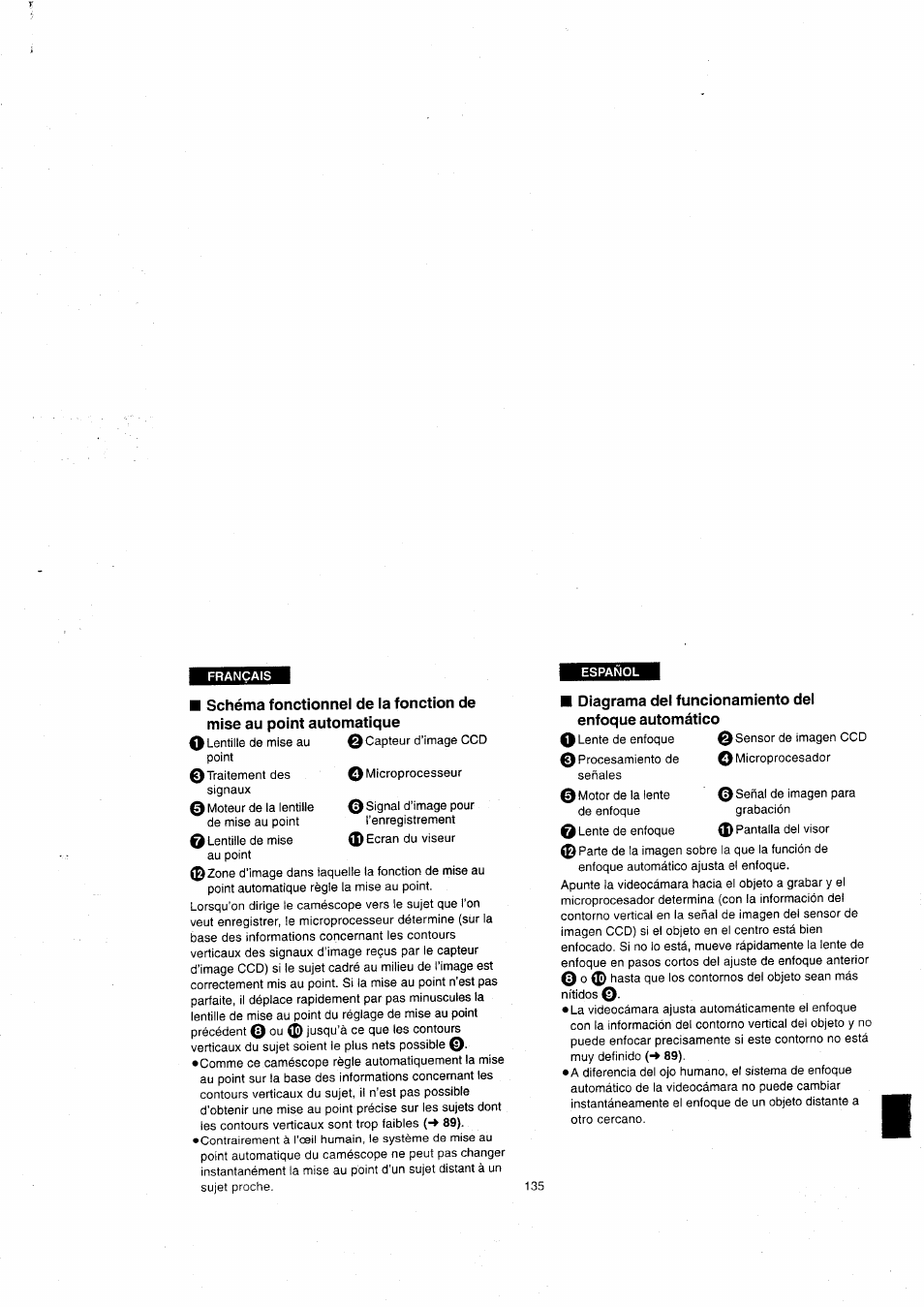 Diagrama del funcionamiento del enfoque automático | Panasonic NVVX22EG User Manual | Page 135 / 154