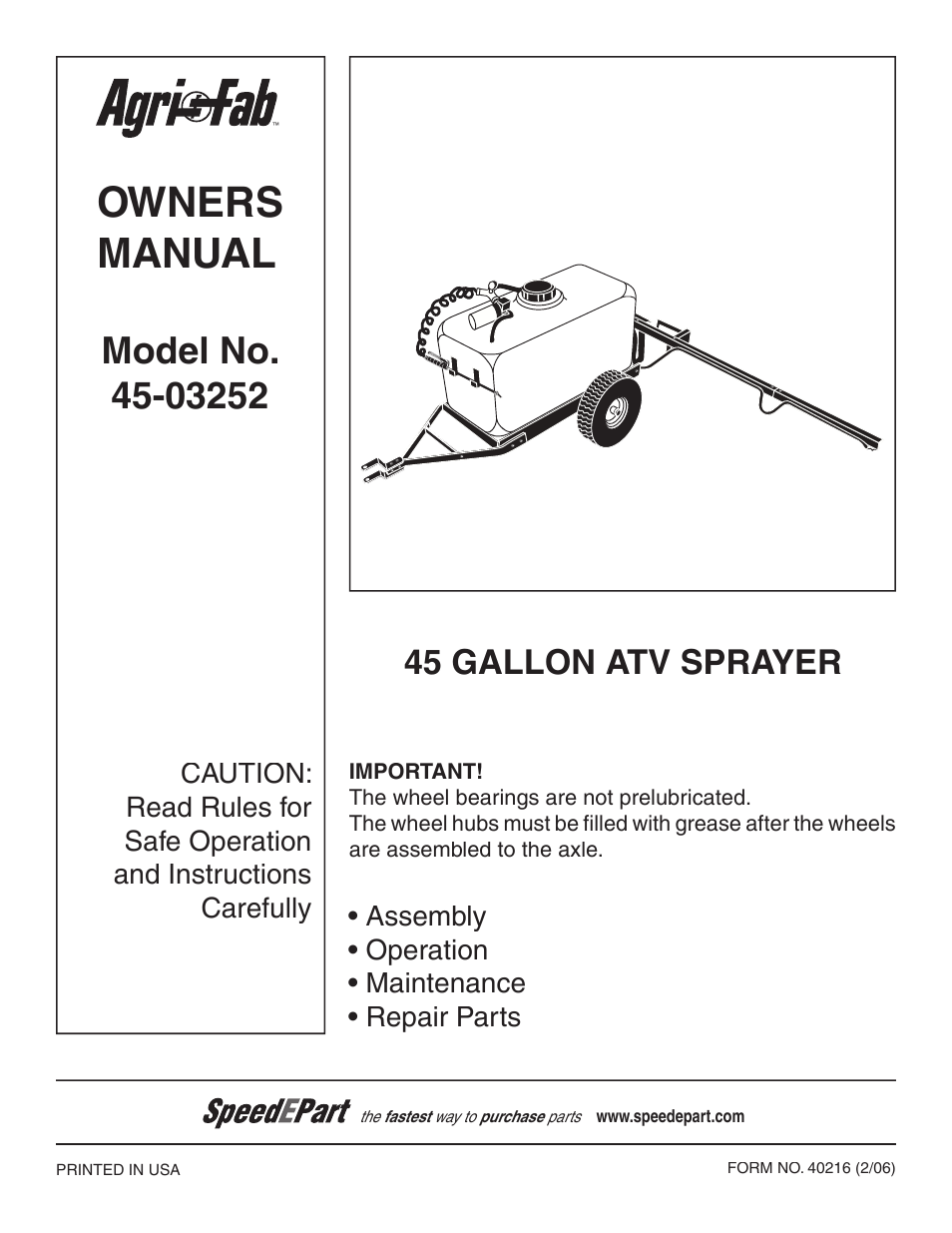 Agri-Fab 45-0325 User Manual | 16 pages