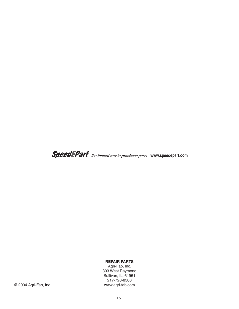 Agri-Fab 45-0325 User Manual | Page 16 / 16
