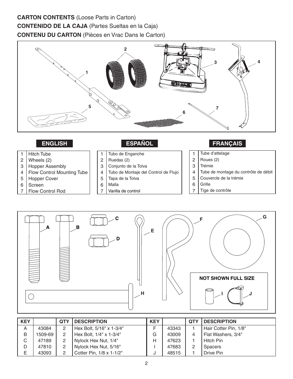 Agri-Fab 175 LB. ATV BROADCAST SPREADER 45-03295 User Manual | Page 2 / 20