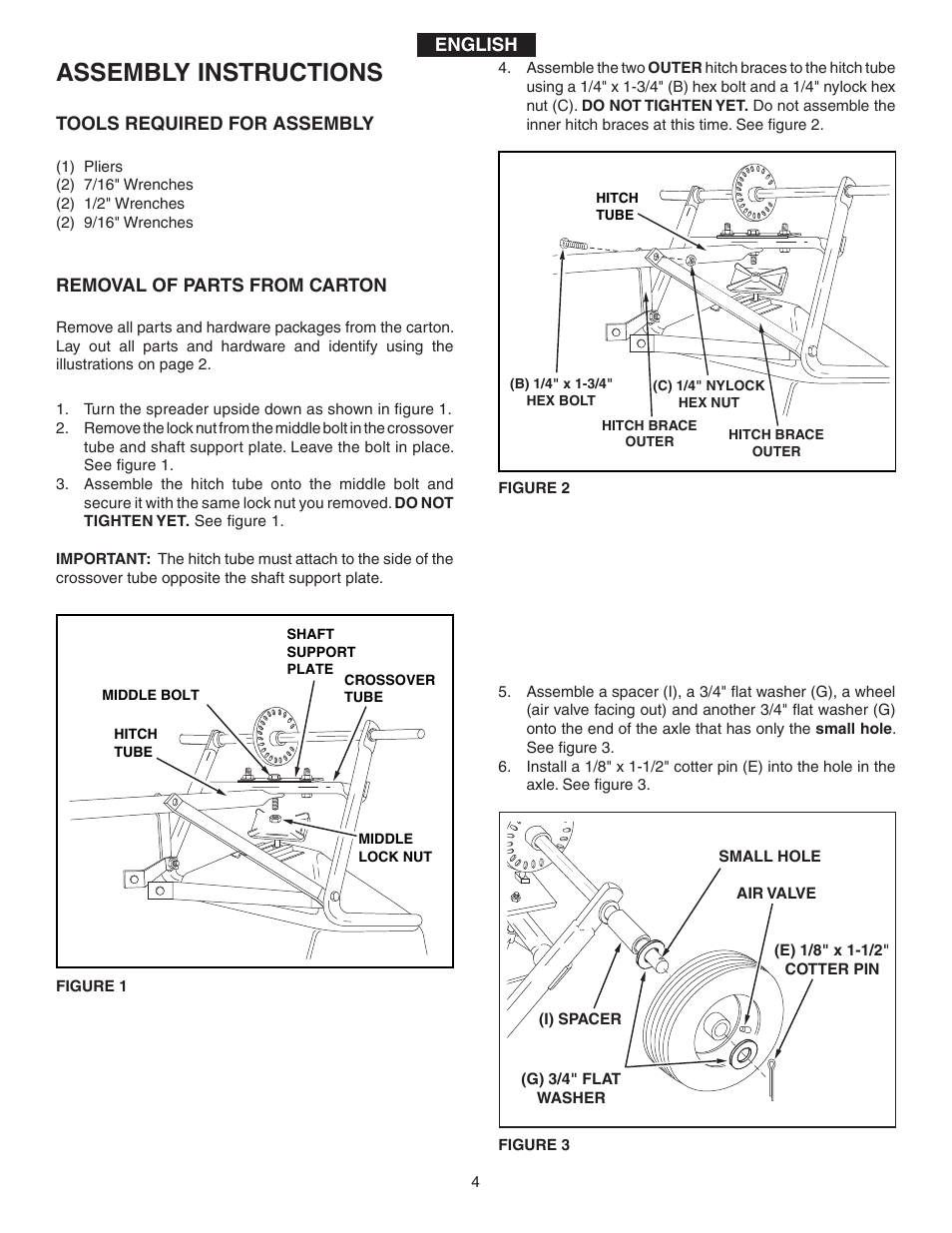 Assembly instructions | Agri-Fab 175 LB. ATV BROADCAST SPREADER 45-03295 User Manual | Page 4 / 20