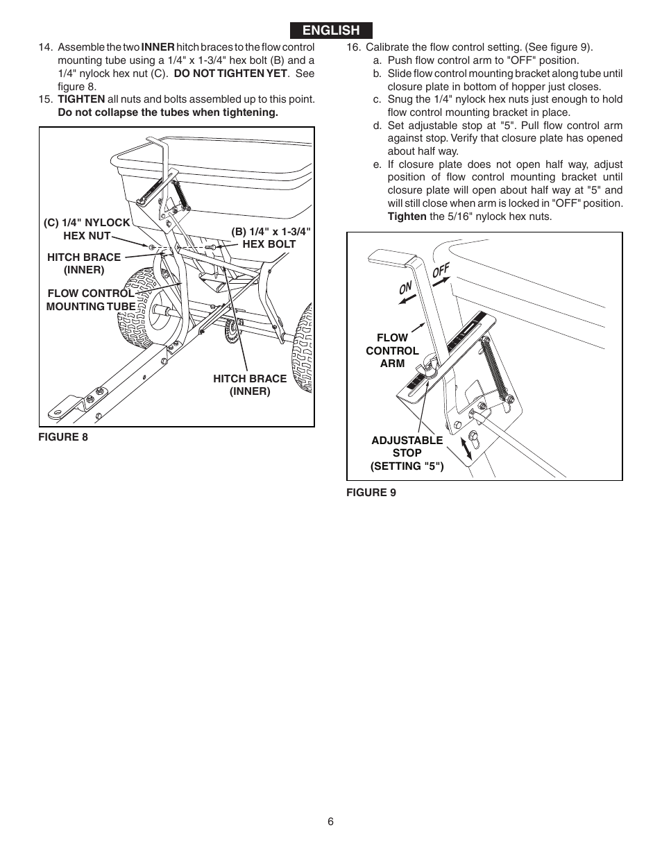 English, On off | Agri-Fab 175 LB. ATV BROADCAST SPREADER 45-03295 User Manual | Page 6 / 20