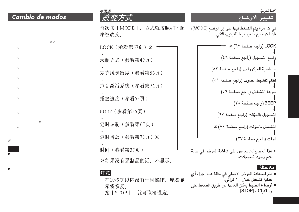 Cambio de modos | Panasonic RRQR80 User Manual | Page 39 / 84