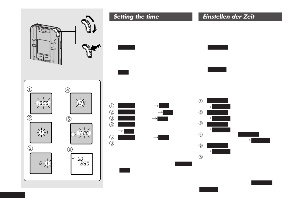 Einstellen der zeit, Setting the time | Panasonic RRQR80 User Manual | Page 6 / 84