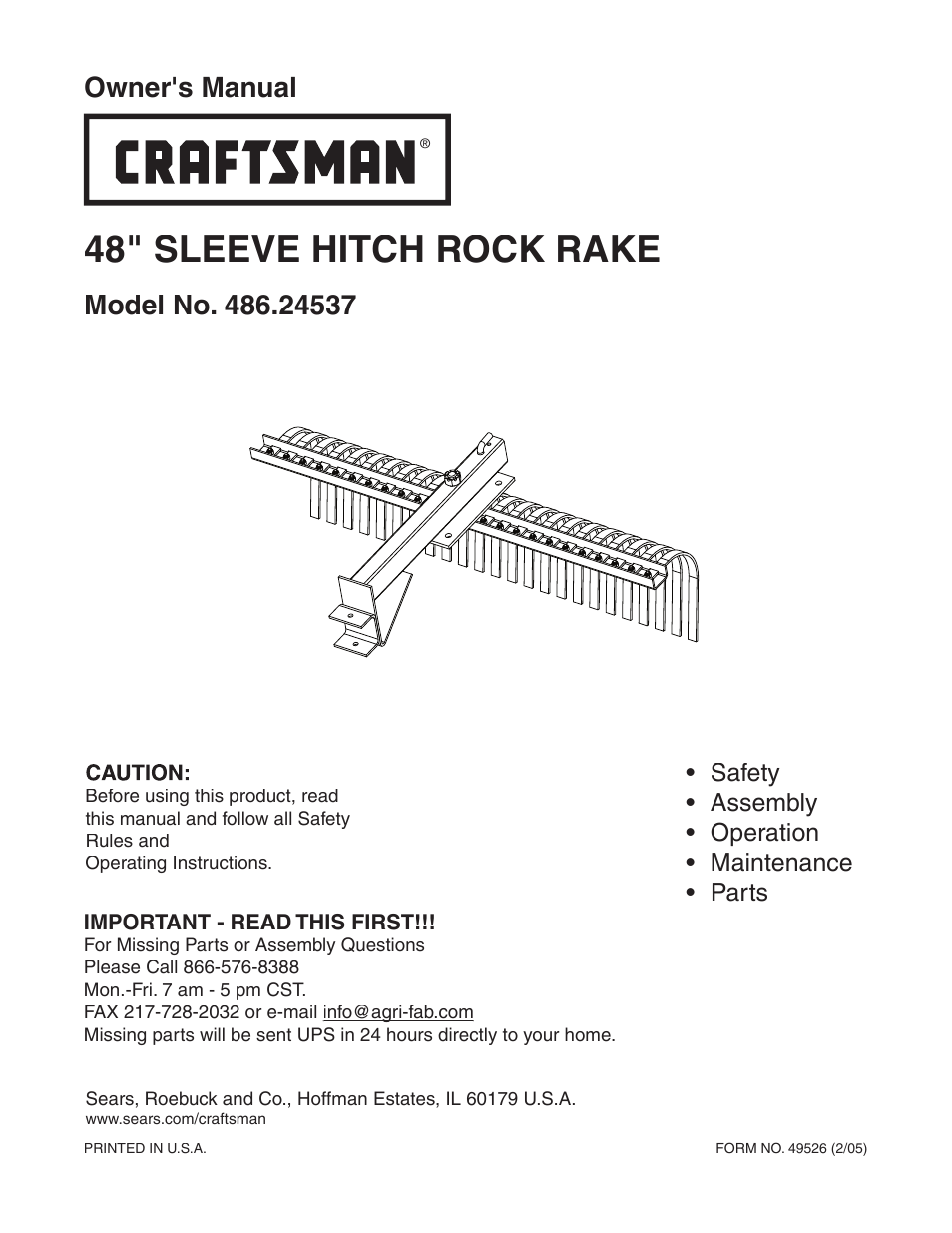 Agri-Fab 486.24537 User Manual | 8 pages