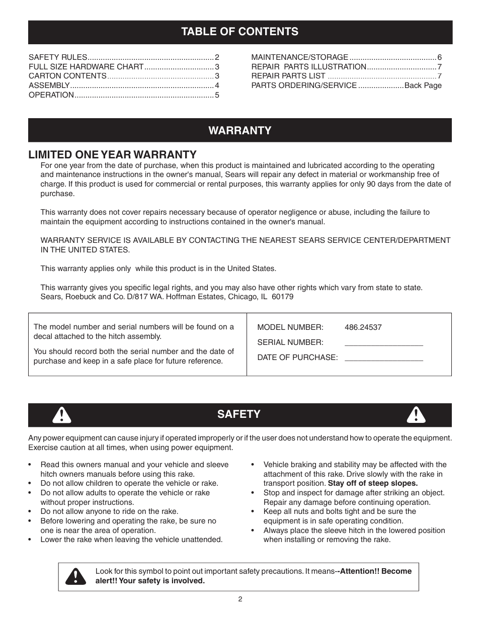 Agri-Fab 486.24537 User Manual | Page 2 / 8