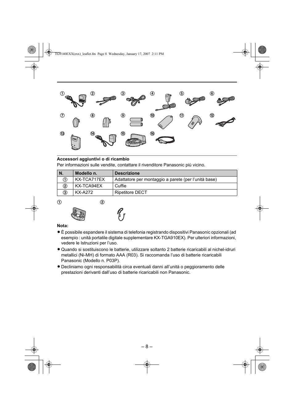 Panasonic KXTG9140EXX User Manual | Page 8 / 16