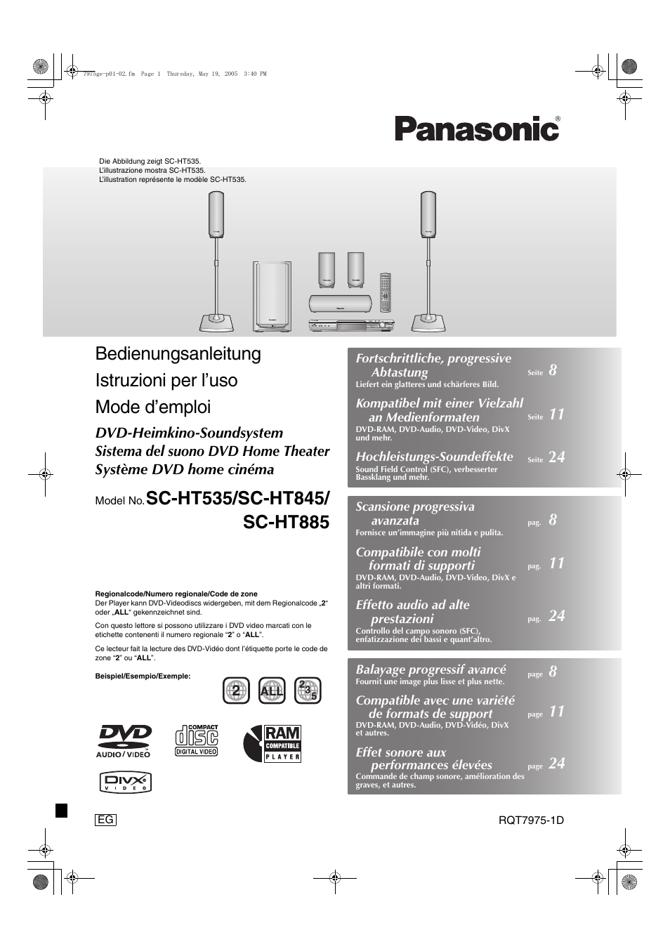 Panasonic SCHT845 User Manual | 104 pages