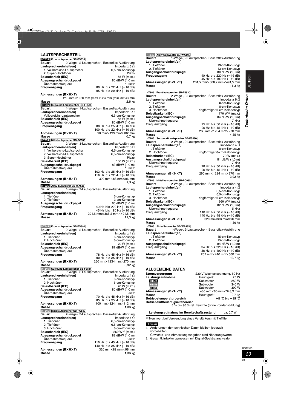 Panasonic SCHT845 User Manual | Page 33 / 104