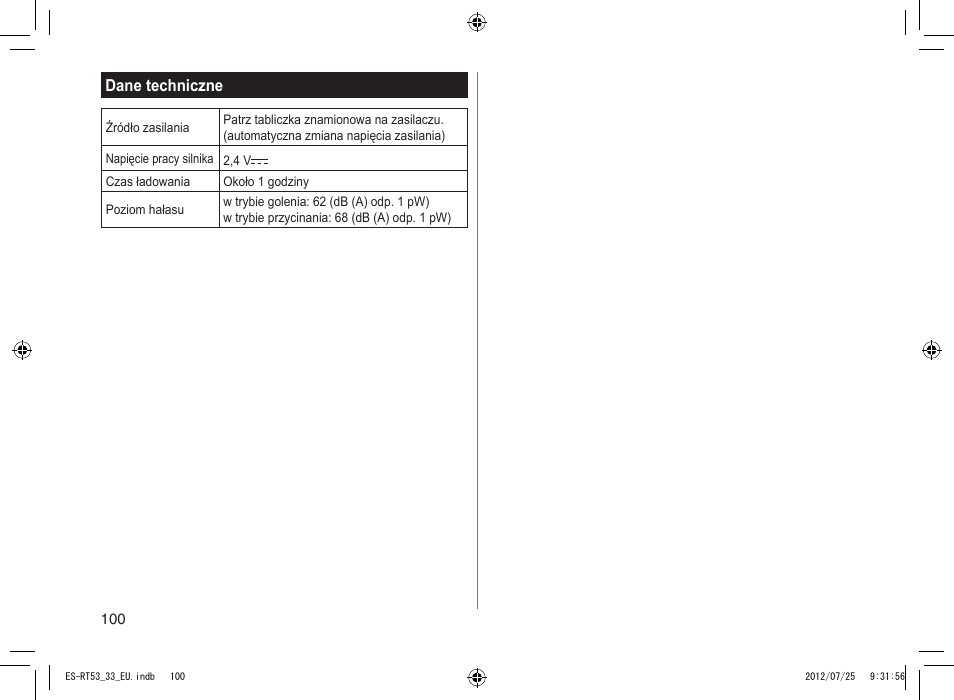 Panasonic ESRT53 User Manual | Page 100 / 142