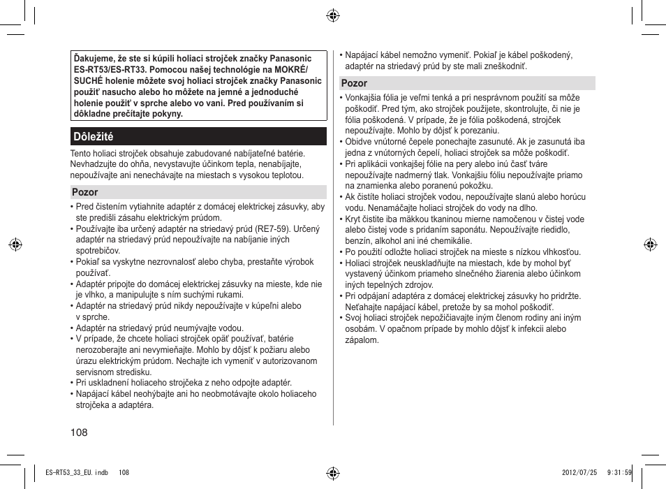 Panasonic ESRT53 User Manual | Page 108 / 142