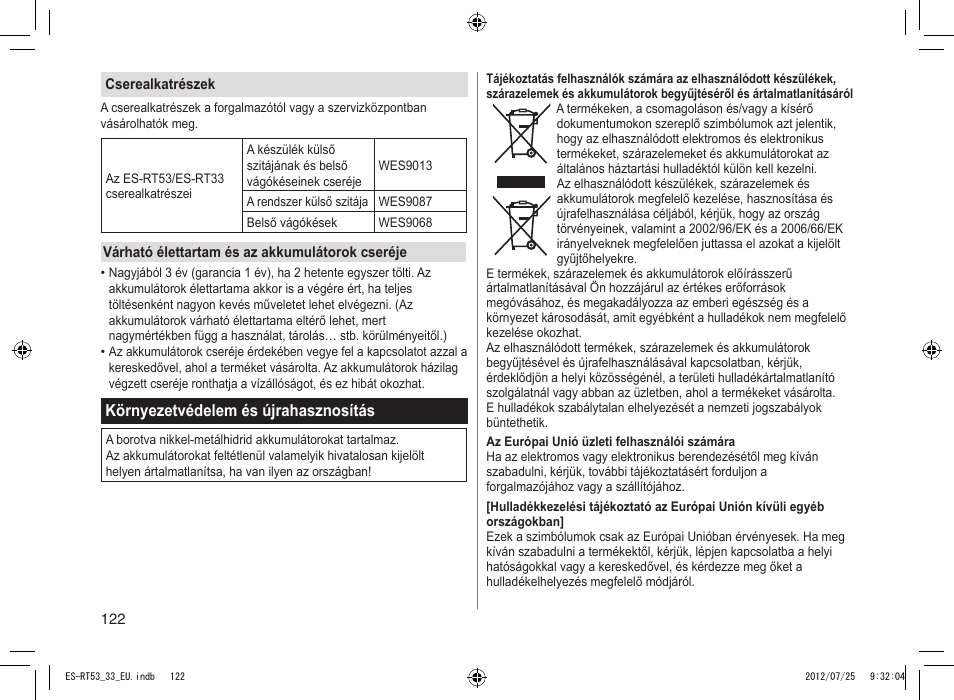 Panasonic ESRT53 User Manual | Page 122 / 142