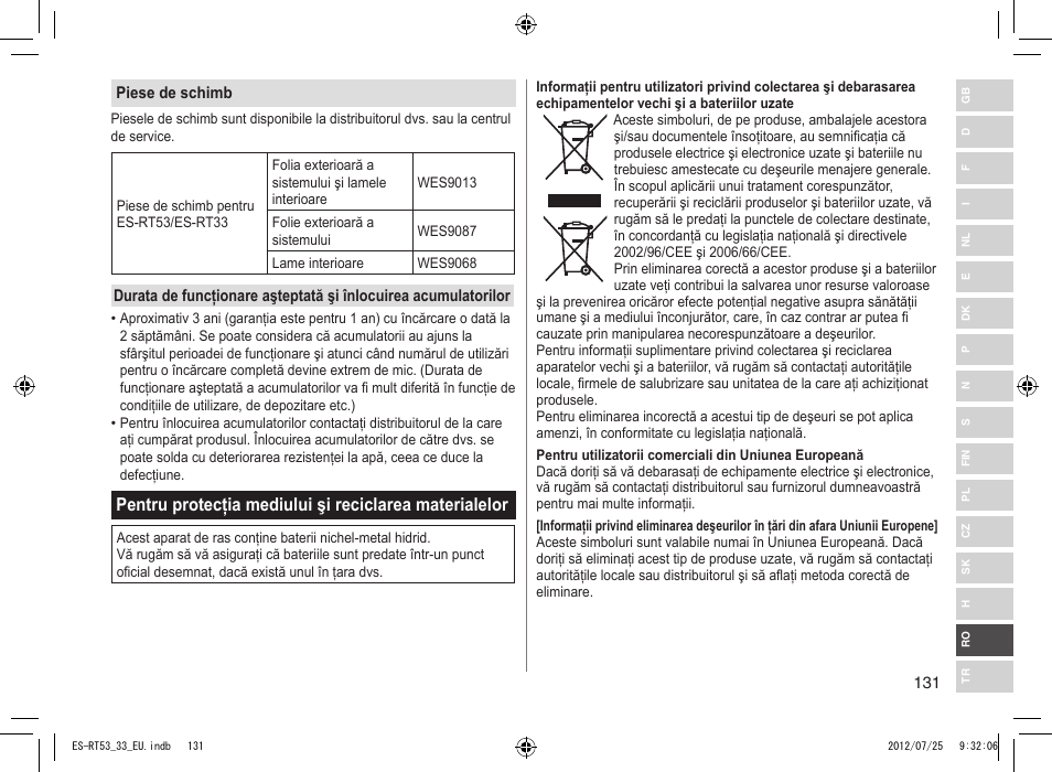 Panasonic ESRT53 User Manual | Page 131 / 142