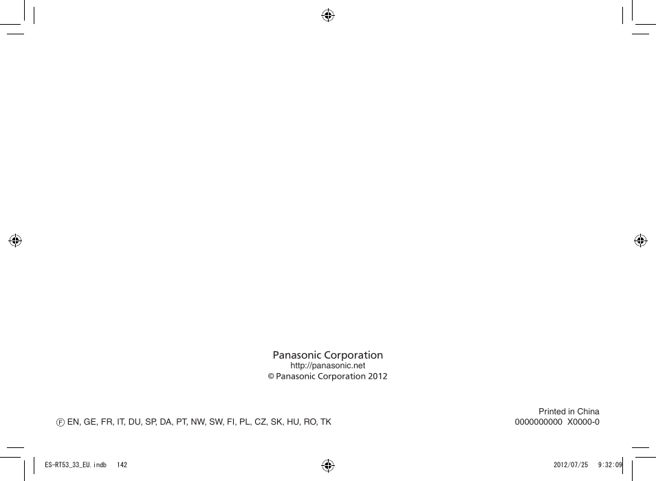 Panasonic ESRT53 User Manual | Page 142 / 142