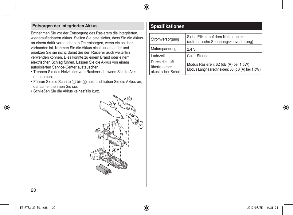 Panasonic ESRT53 User Manual | Page 20 / 142