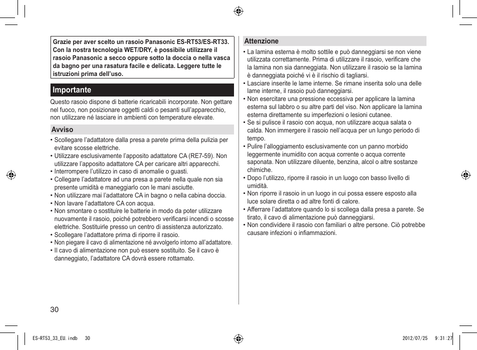 Panasonic ESRT53 User Manual | Page 30 / 142