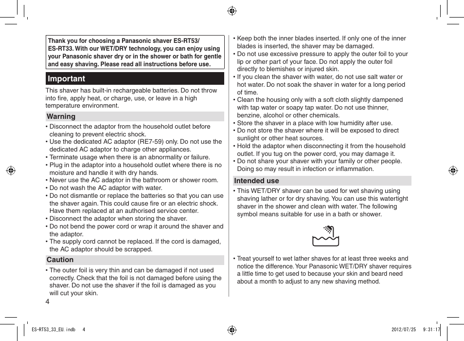 Panasonic ESRT53 User Manual | Page 4 / 142
