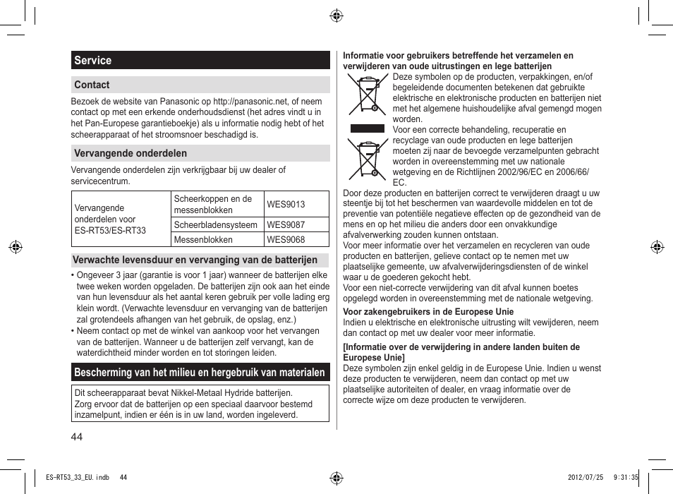 Panasonic ESRT53 User Manual | Page 44 / 142