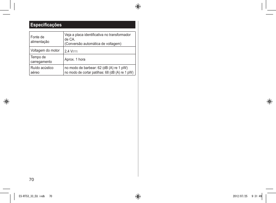 Panasonic ESRT53 User Manual | Page 70 / 142