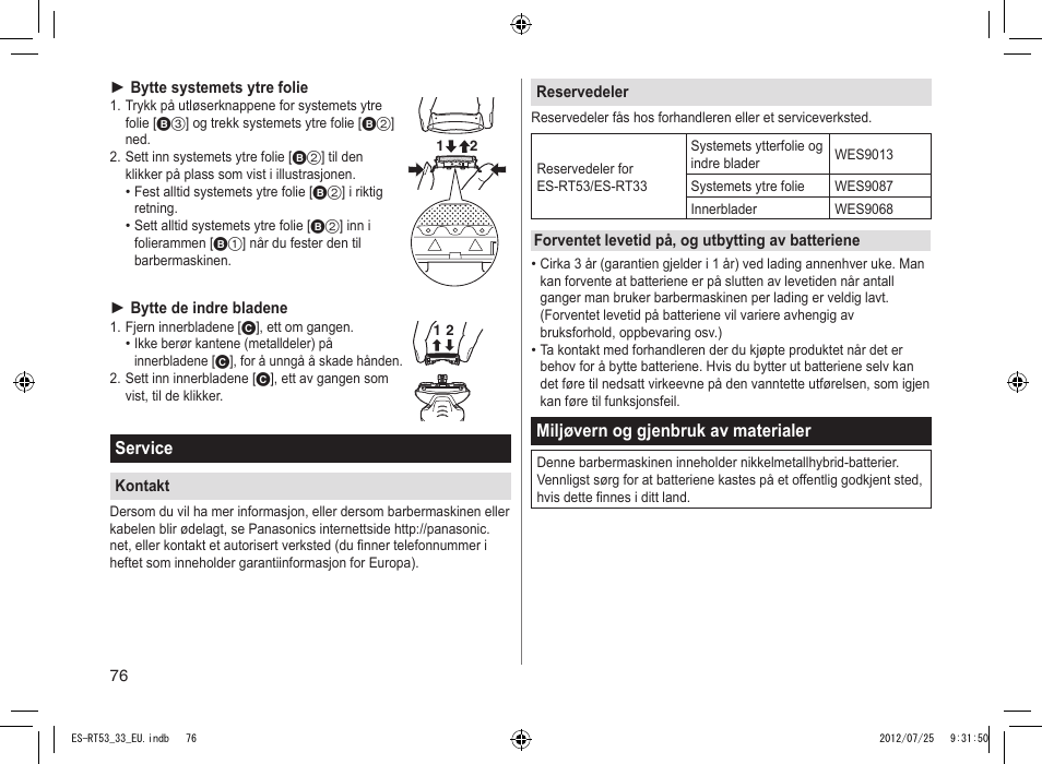 Panasonic ESRT53 User Manual | Page 76 / 142