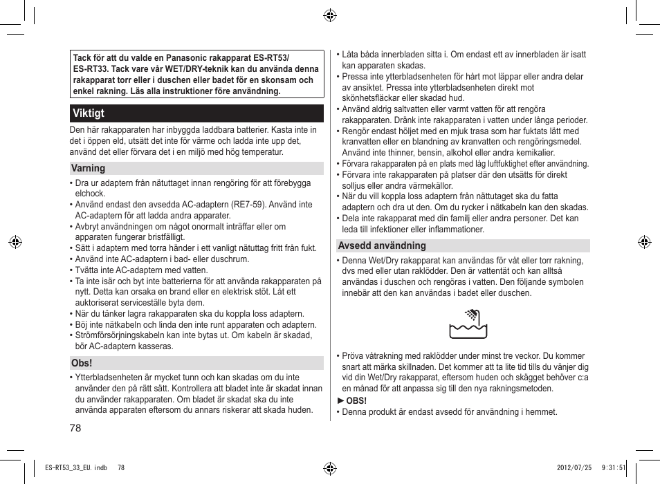 Panasonic ESRT53 User Manual | Page 78 / 142