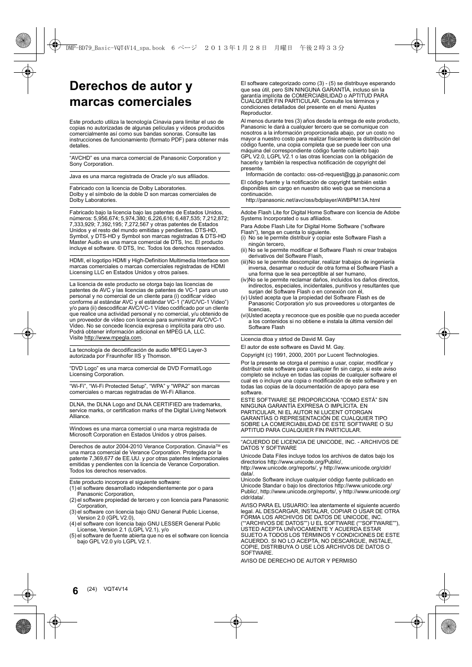 Derechos de autor y marcas comerciales | Panasonic DMPBD79EG User Manual | Page 24 / 68